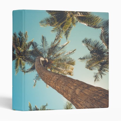 Palm Trees at Tropical Beach Vintage 3 Ring Binder