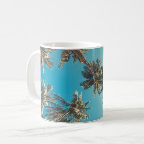 Palm Trees at Tropical Beach Vintage Coffee Mug