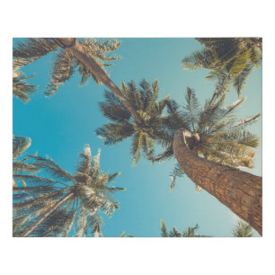 Palm Trees at Tropical Beach Vintage Faux Canvas Print