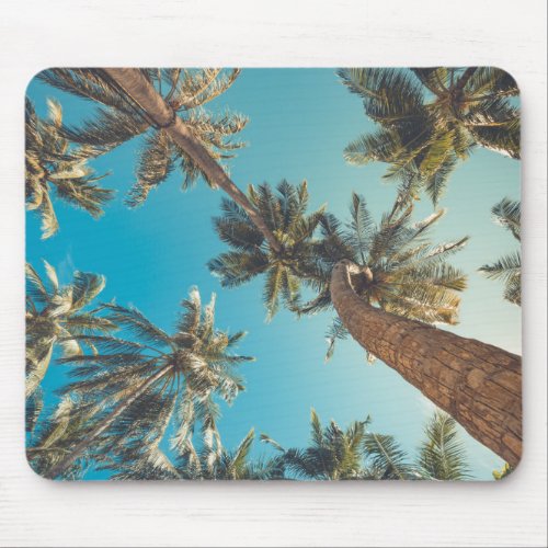 Palm Trees at Tropical Beach Vintage Mouse Pad