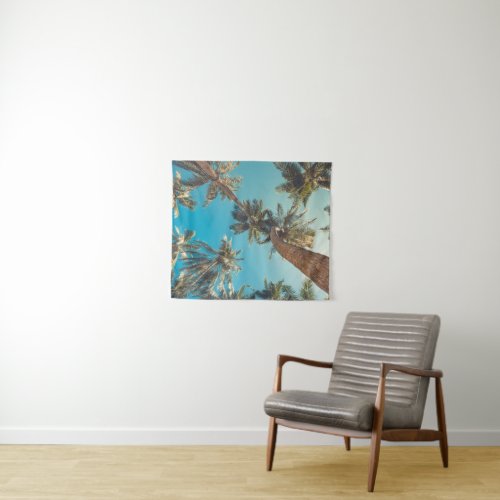 Palm Trees at Tropical Beach Vintage Tapestry