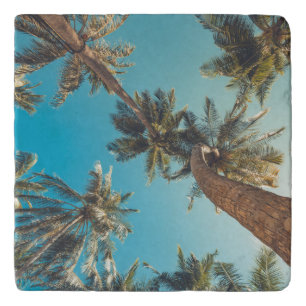 Palm Trees at Tropical Beach Vintage Trivet