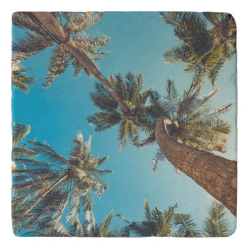 Palm Trees at Tropical Beach Vintage Trivet