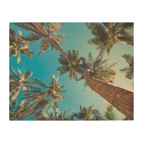 Palm Trees at Tropical Beach Vintage Wood Wall Art