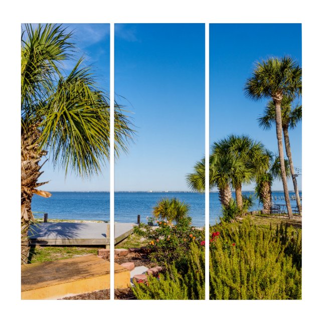 Palm Trees Bayside Morning Wall Art Set (Front)