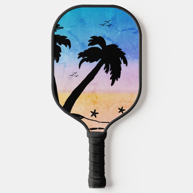 Palm Trees Beach B Pickleball Paddle (Front)
