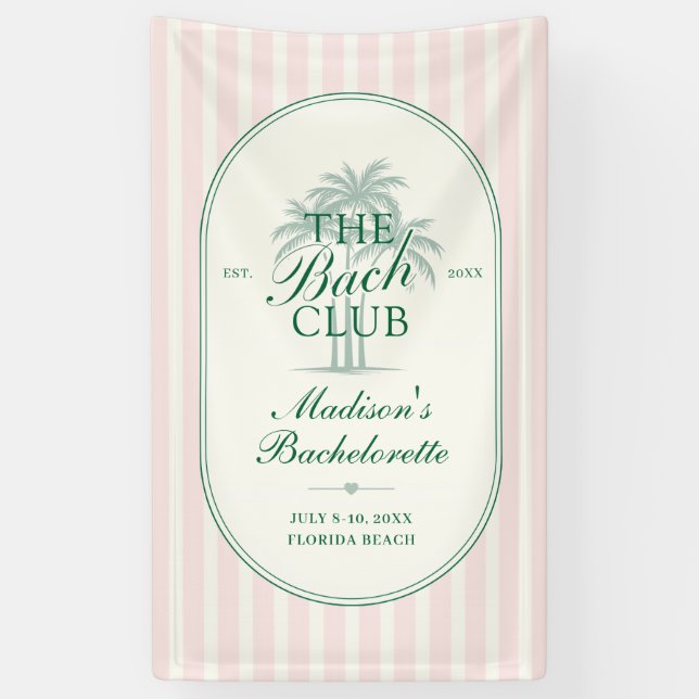 Palm Trees Beach Bach Club Bachelorette Weekend Banner (Vertical)