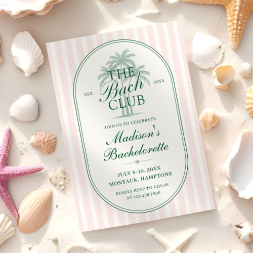 Palm Trees Beach Bach Club Bachelorette Weekend Invitation