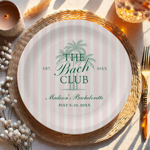 Palm Trees Beach Bach Club Bachelorette Weekend Paper Plates