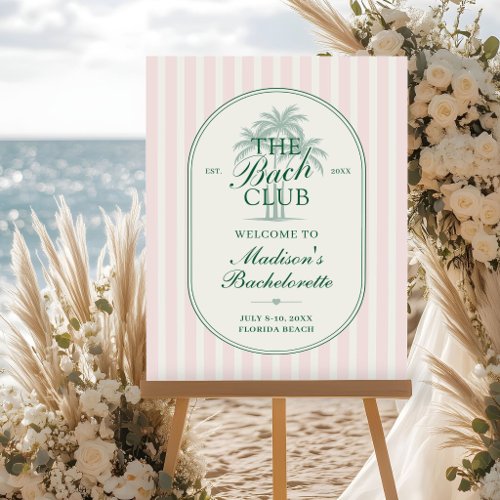 Palm Trees Beach Bach Club Bachelorette Welcome Foam Board
