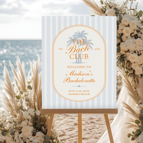 Palm Trees Beach Bach Club Bachelorette Welcome Foam Board
