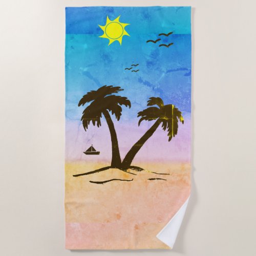 Palm Trees Beach Beach Towel