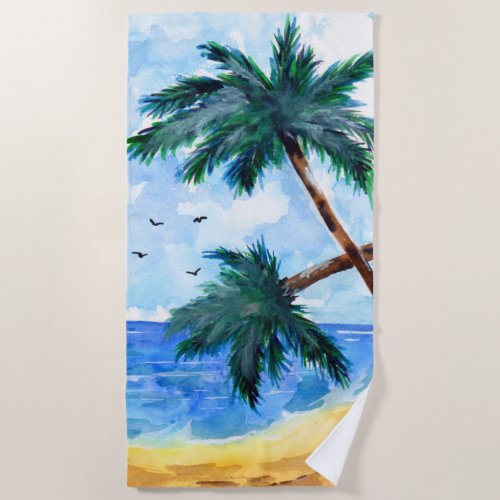 Palm Trees Beach Beach Towel