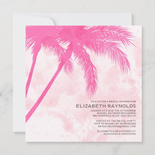 Palm Trees Beach Bridal Shower Invitations