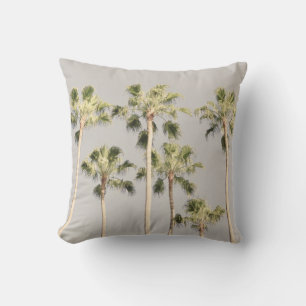 Palm Trees Beach Design 288 Pewter Green Color Throw Pillow