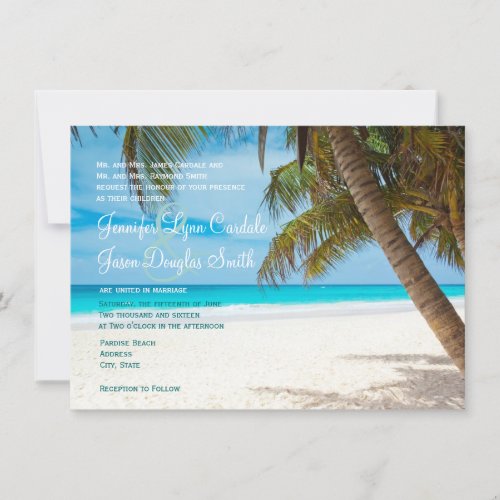 Palm Trees Beach Destination Wedding Invitations