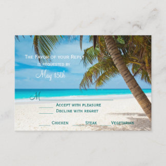 Palm Trees Beach Destination Wedding RSVP Cards
