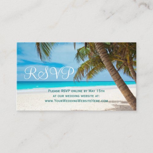 Palm Trees Beach Destination Wedding RSVP Cards Pack Of Standard Business Cards