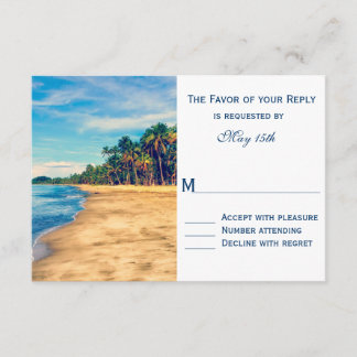 Palm Trees Beach Destination Wedding RSVP Cards