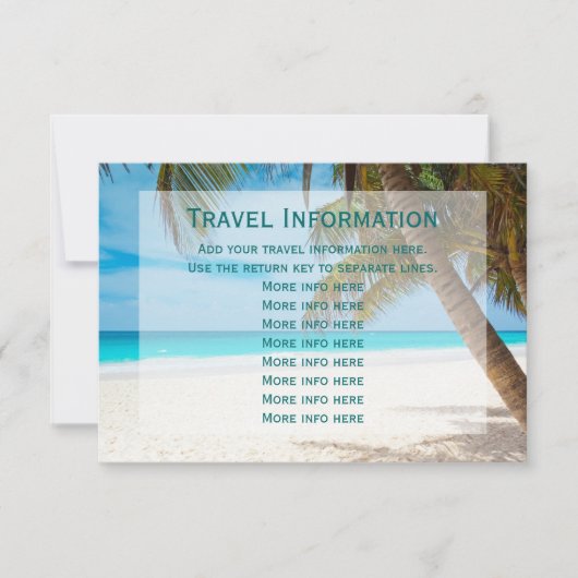 Palm Trees Beach Destination Wedding Travel Cards (Front)