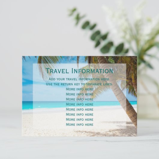 Palm Trees Beach Destination Wedding Travel Cards (Standing Front)