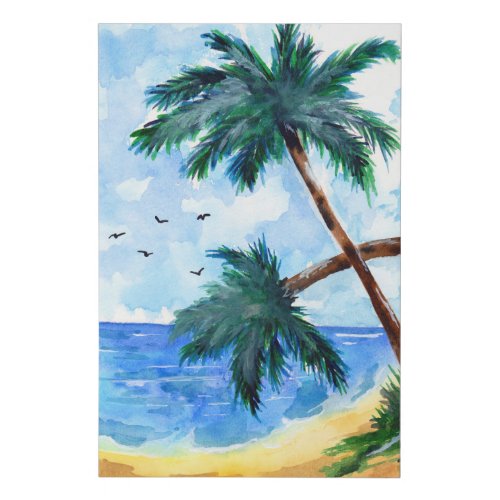 Palm Trees Beach Faux Canvas Print