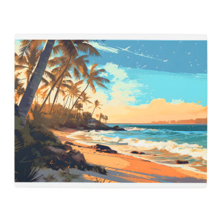 Palm trees Beach Landscape Metal Wall Art