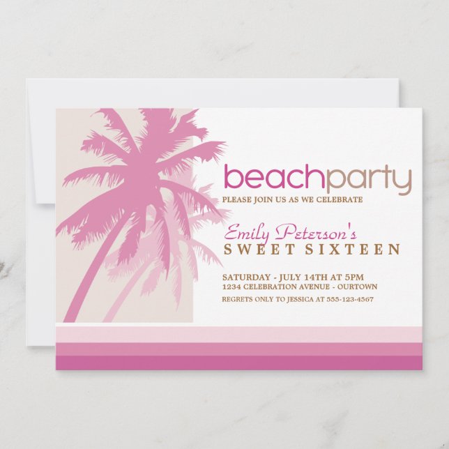 Palm Trees Beach Party Invitations (Front)