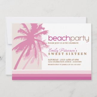 Palm Trees Beach Party Invitations