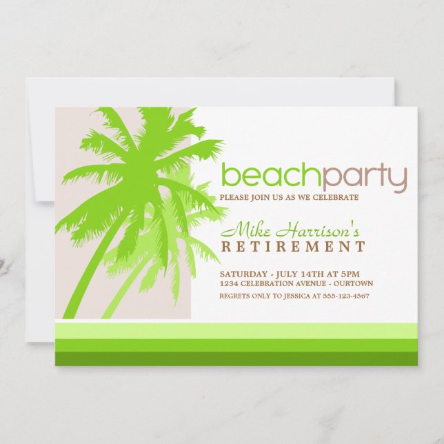Palm Trees Beach Party Invitations (Front)