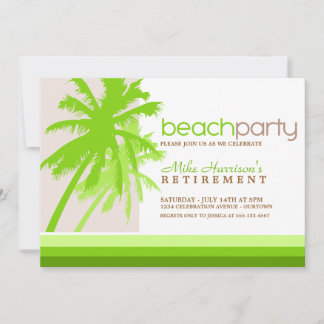 Palm Trees Beach Party Invitations