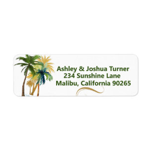 Palm Trees Beach Return Address Label
