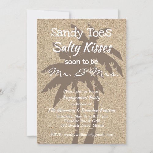 Palm Trees  Beach Sand Engagement Party Invitation