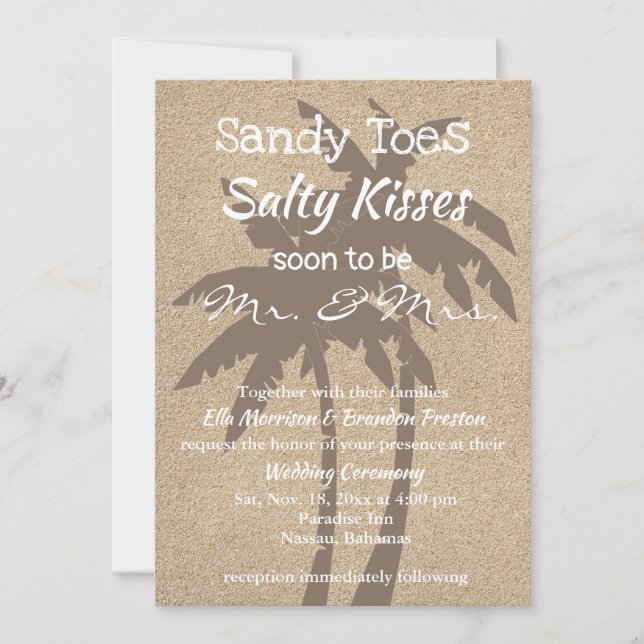 Palm Trees & Beach Sand Wedding Invitation (Front)