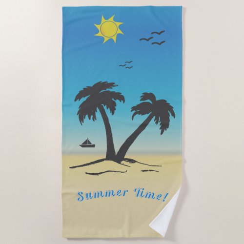 Palm Trees Beach Summer Time B Beach Towel