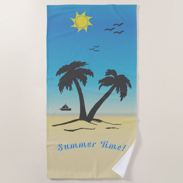 Palm Trees Beach Summer Time! B Beach Towel (Front)