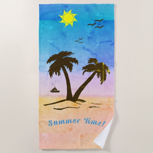 Palm Trees Beach Summer Time Beach Towel