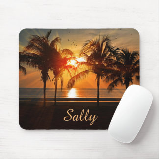 Palm Trees Beach Sunset Tropical Mouse Pad
