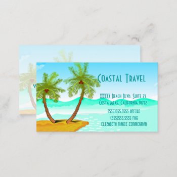 Palm Tree's Beach Template-change Text Business Card by hungaricanprincess at Zazzle