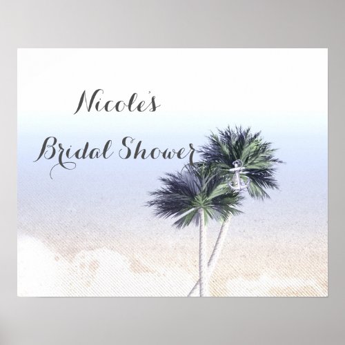 Palm Trees Beach Tropical Bridal Shower Banner Poster