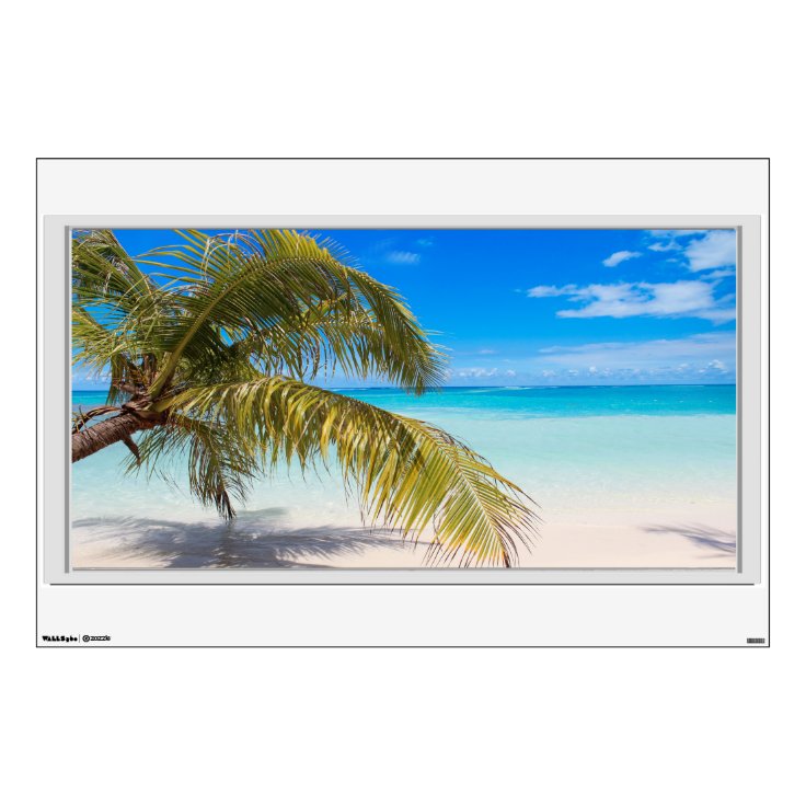 Palm Trees Beach View Picture Window Wall Decal | Zazzle