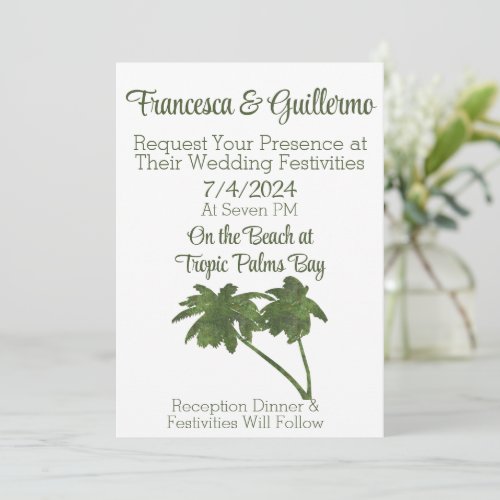 Palm Trees Beach Wedding Invitation