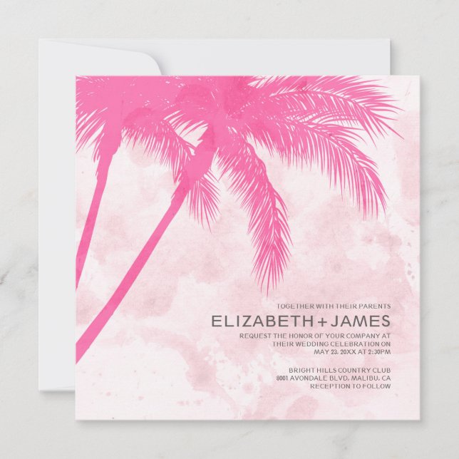 Palm Trees Beach Wedding Invitations (Front)