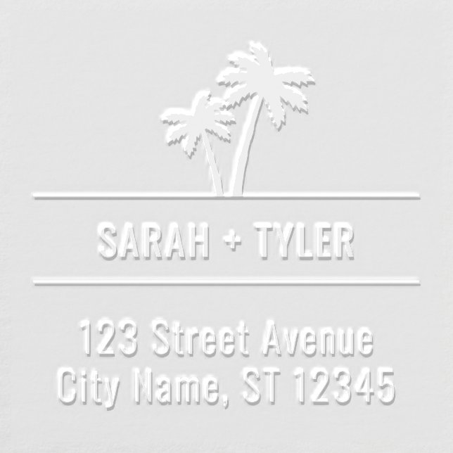 Palm Trees Beach Wedding Return Address Embosser (Design)