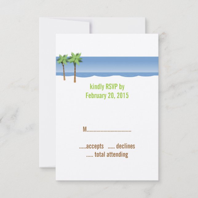 Palm Trees Beach Wedding RSVP Cards (Front)