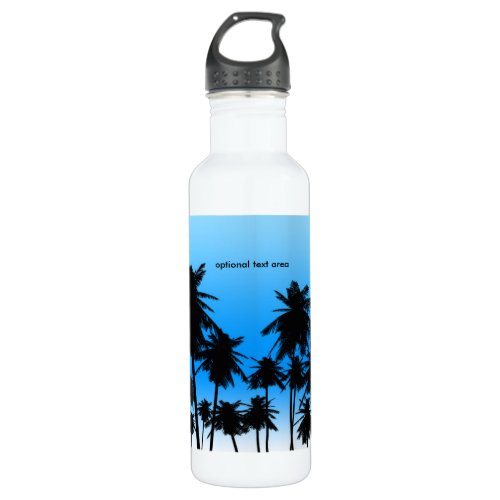 Palm Trees Blue Beach Tropical Theme Stainless Steel Water Bottle