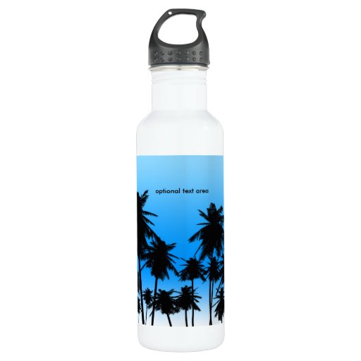 Palm Trees Blue Beach Tropical Theme Stainless Steel Water Bottle | Zazzle