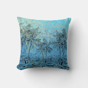 Palm Tree's Blue Sky Throw Pillow