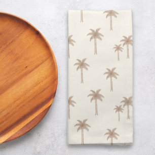 Palm Trees Boho Coastal Farmhouse Beige And Tan Cloth Napkin