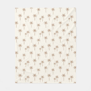Palm Trees Boho Coastal Farmhouse Beige And Tan Fleece Blanket